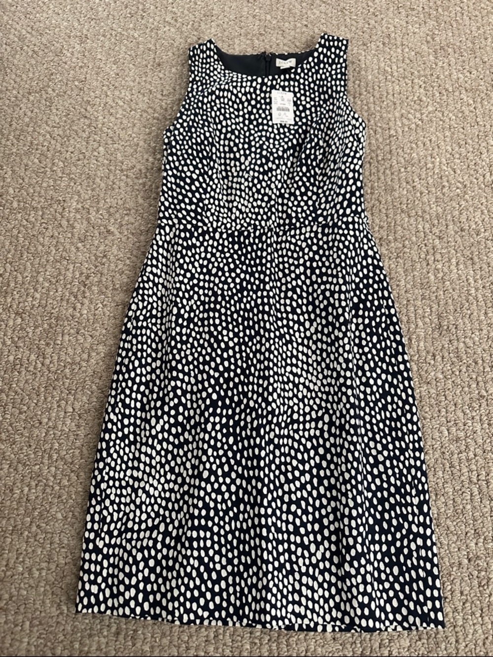 J. Crew Navy Dress with White Dot Print